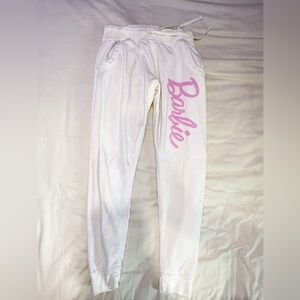 White and pink Barbie sweatpants